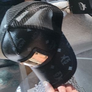 MCM Black Leather Mens Hat